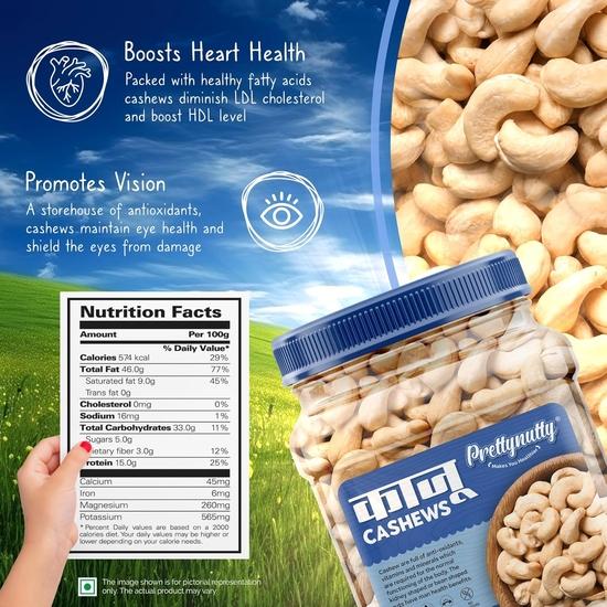 PrettyNutty Popular W320 Raw Kaju (Pack of 1, Each 500g) Cashews (1 x 0.5 kg).