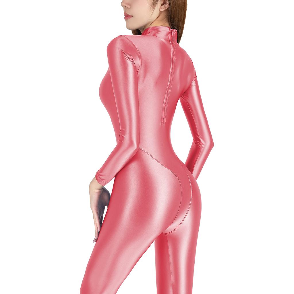Diving Suit Skin Contact Competition Hot Springs Are Also Available Are Nylon Swimsuits with Legs [AMORESY] Shiny, Full-body Slimming. (rose, XXXL)