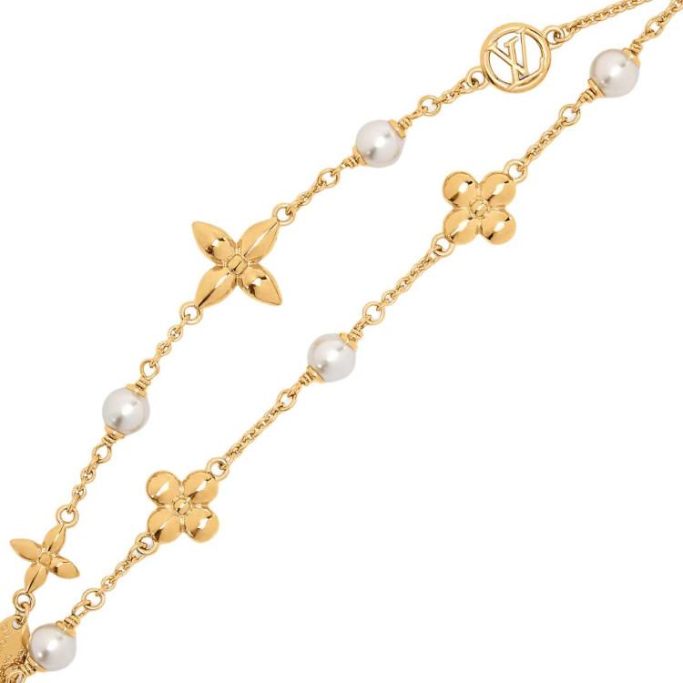 Louis Vuitton Floral Pattern Design Bracelet Women Bracelets Gold White M03498