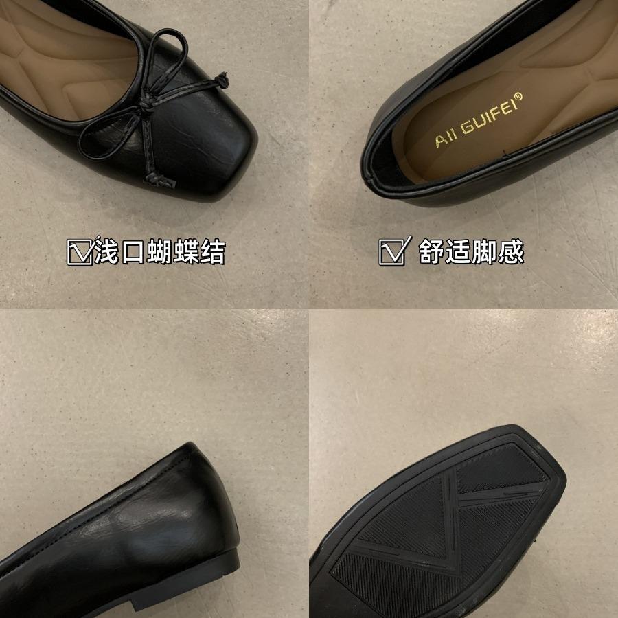 Серебристые одинарные туфли с легким бантом, весна 2024, новые французские туфли на плоской подошве для вечернего ветра, женские туфли