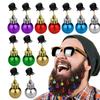 12Pcs Christmas Beard Baubles Ornaments Colorful Ball Bell Beads Beard Clip for Men New Year Navidad Party Decoration Supplies