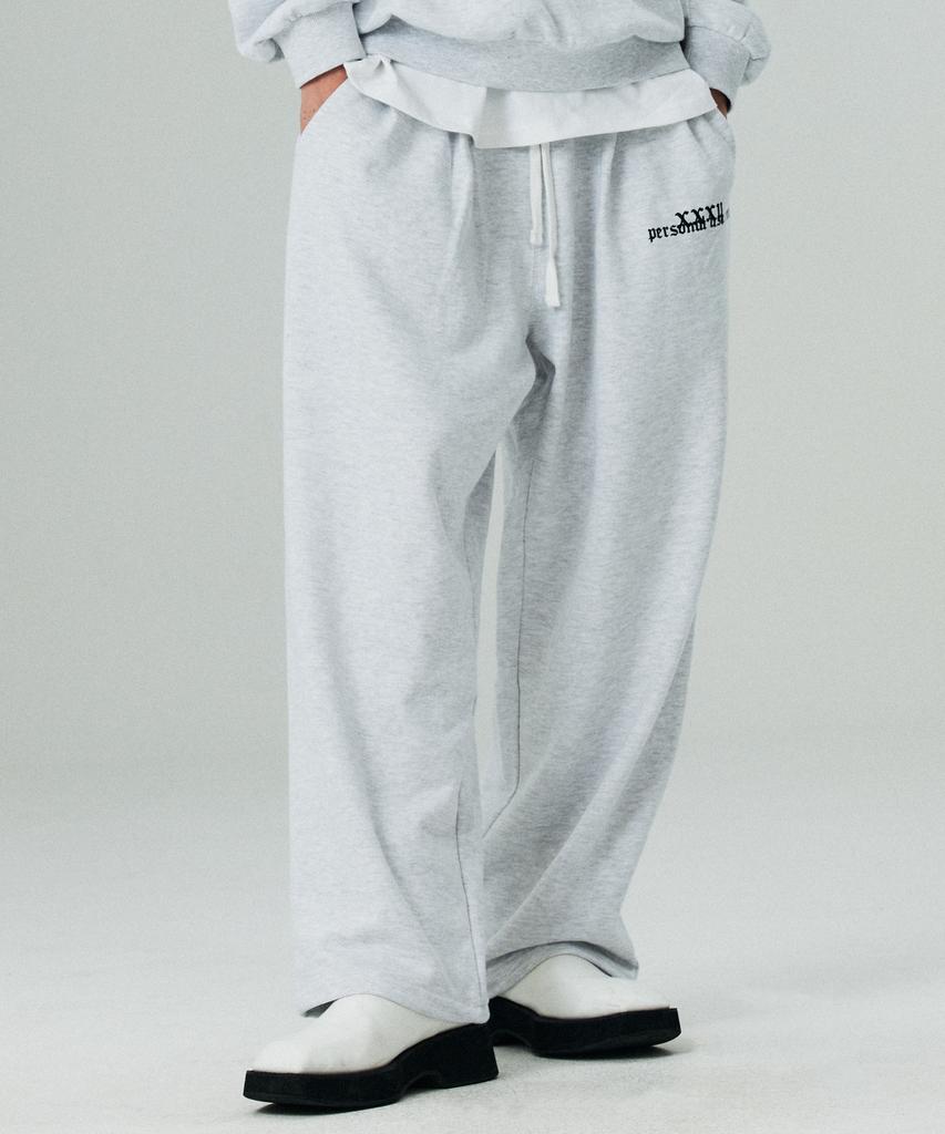 LMN3011 2-Pleat Wide Sweatpants - White Melange