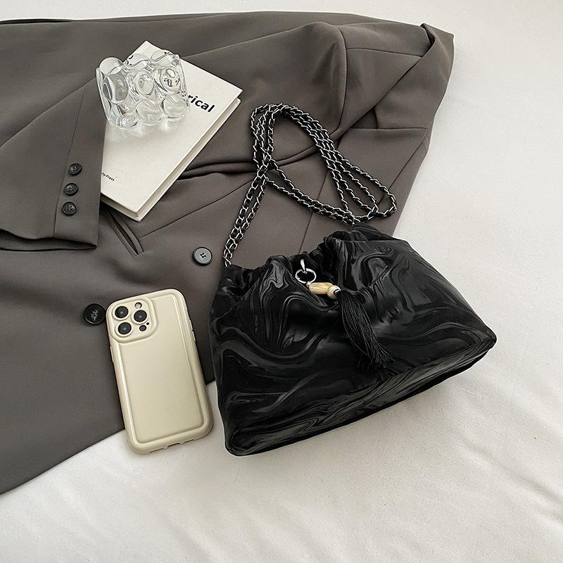 Модная сумка-ведро на шнурке, китайская сотня сумок, женская сумка через плечо с цепочкой, подвеска, украшение из искусственной кожи