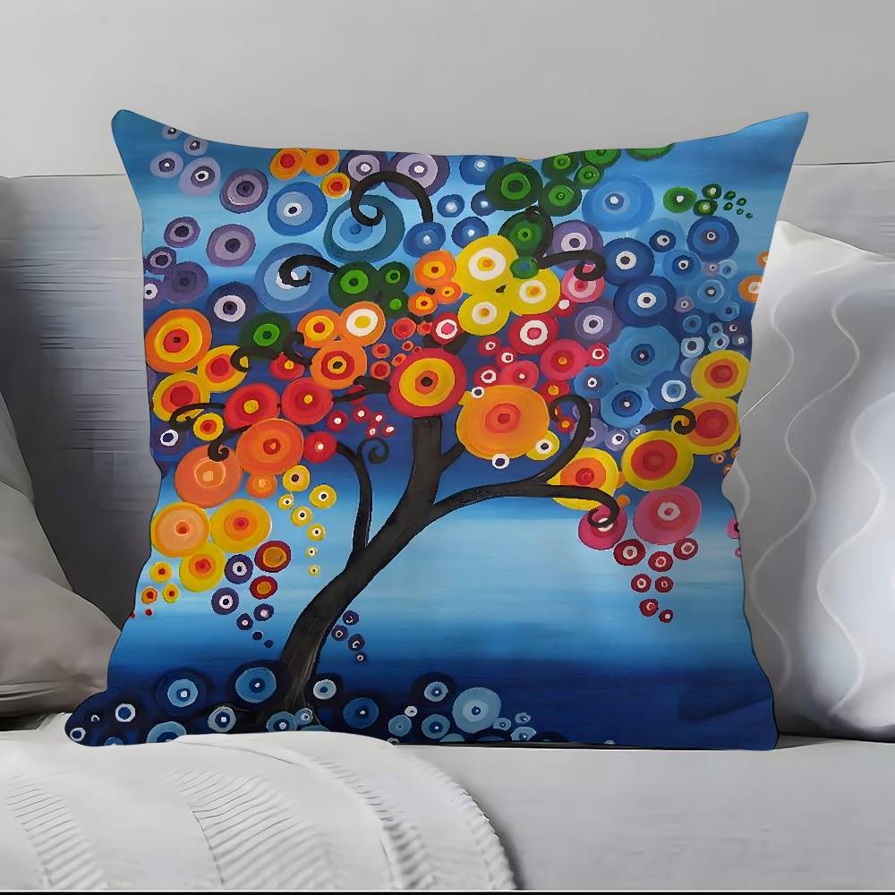 Colored Tree Pillow Case Ultra Soft Skin Friendly Fabric Cloud Like Comfort & Concealed Zipper