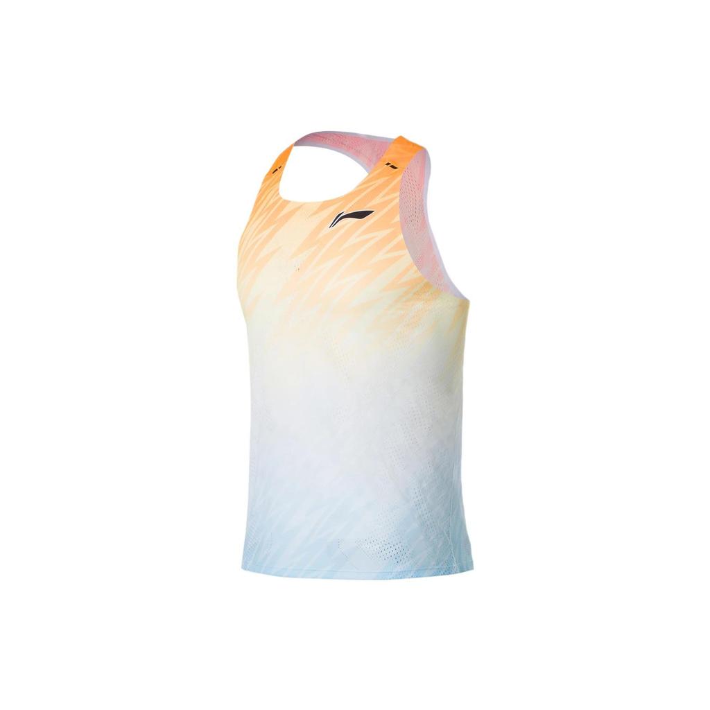 Lining Gradient Stripe Print Logo Round Neck Tank Top Men Tops Light-Blue AAYS037-2