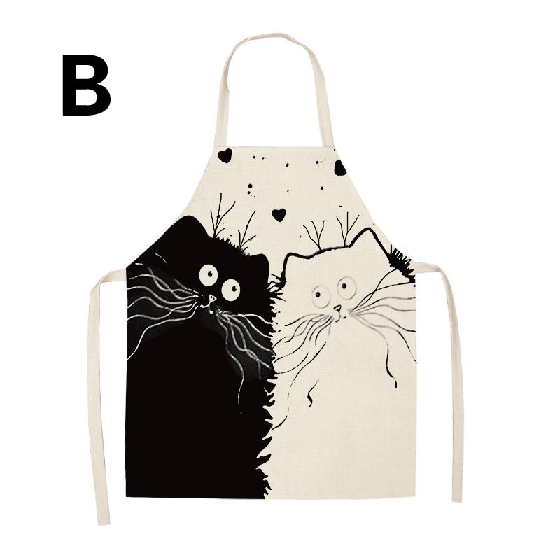 1 шт., домашние хлопковые льняные фартуки без рукавов с принтом кота, кухонный фартук, забавная одежда для чистки