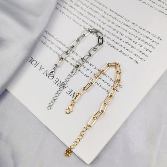 Women Bracelet Adjustable Length Hollow Out Chain Solid Color Polished Electroplated Stainless Lightweight Punk Hip Hop Cool Girl Bangle Wrist