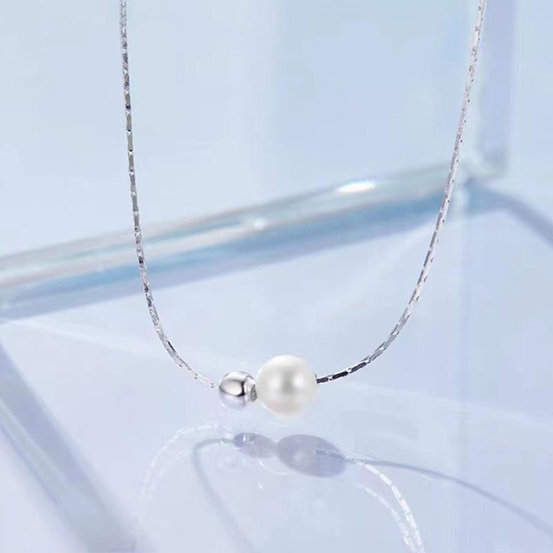 Simple Fashion Pearl Ball Beads Snake Bone Necklace Sterling Silver S92 500 Matching Design Light Luxury Summer Korean Style