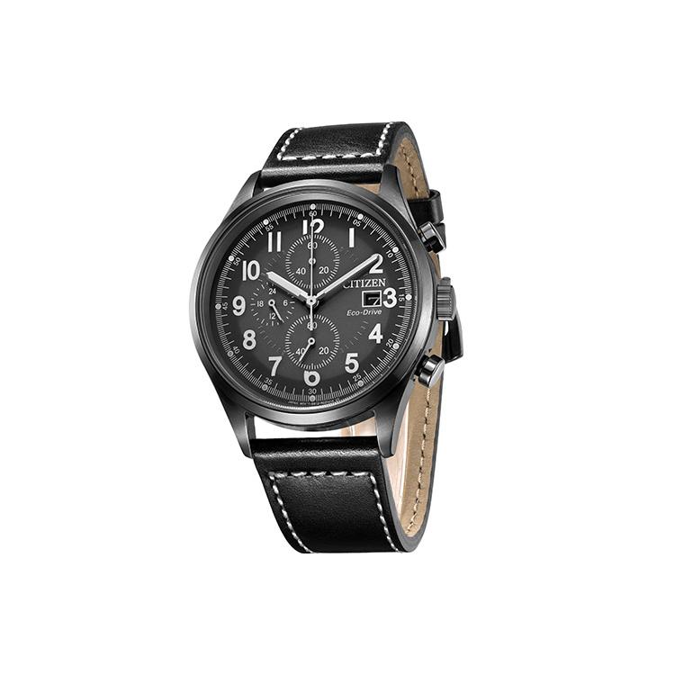 Citizen Коллекция Eco-Drive Часы на солнечной батарее Ремешок из натуральной кожи Мужские часы Черный циферблат CA0627-09H