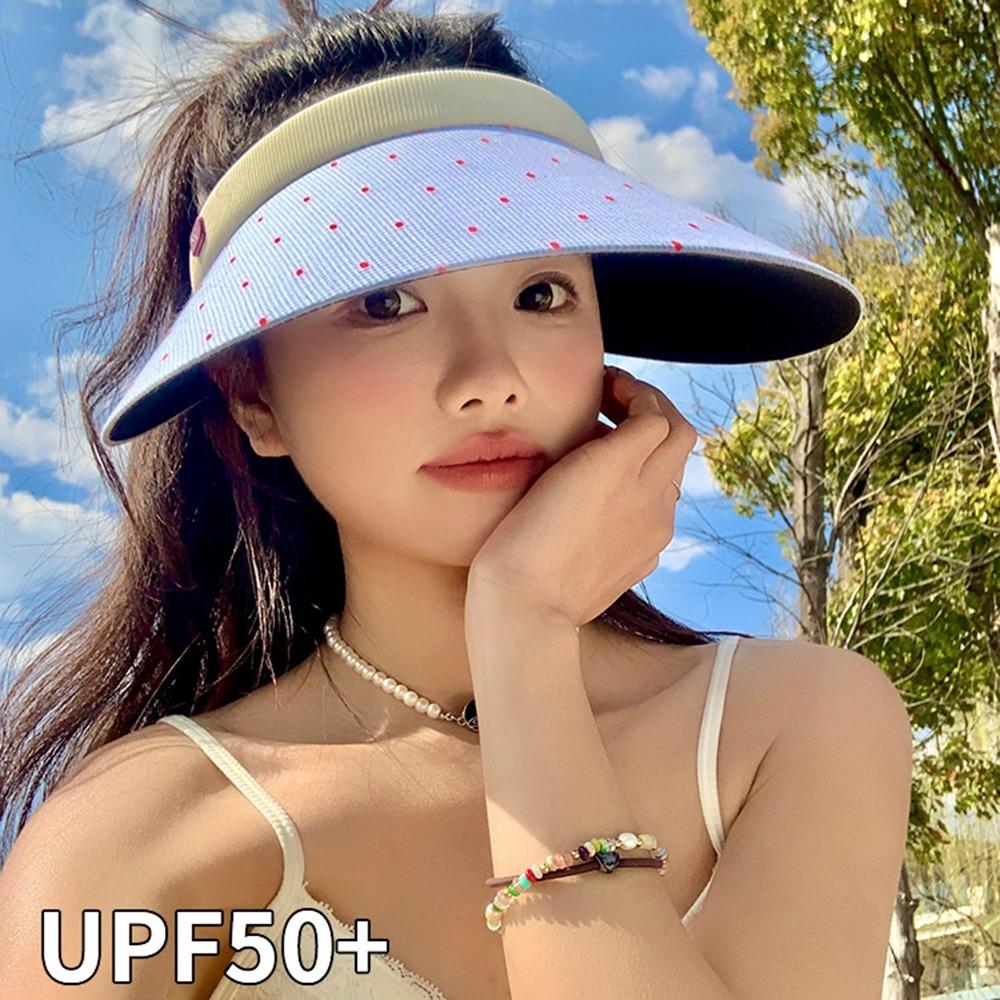 Anti-UV Woman Sun Hat Colorful Dot Visor Cap Fashion Empty Top Cap Female