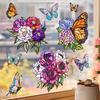 Butterfly Flower Window Cling Double-Sided Removable Waterproof PVC Floral Static Glass Sticker Home Office Decoration Decal