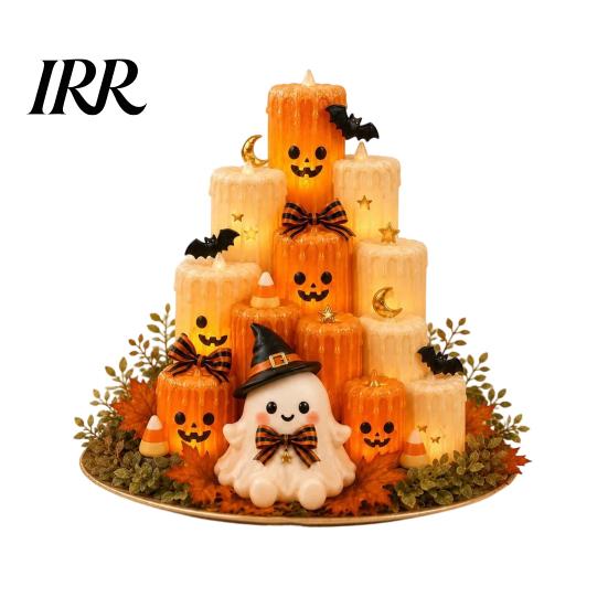 Party Celebration Supplies Halloween Flameless Candles, Battery Operated Multi-layer Pumpkin Ghost LED Durable Holiday Decor Flickering Pillar Candles