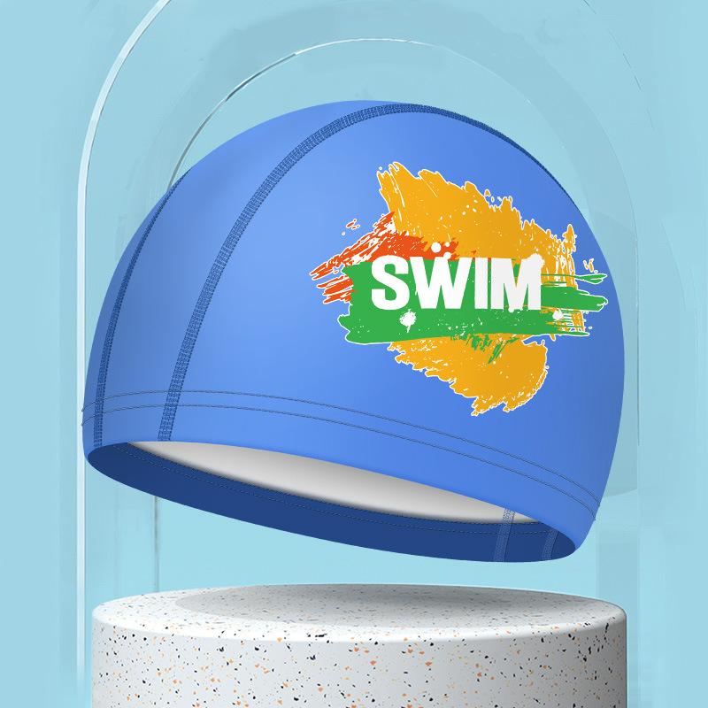 Шапочки для плавания для женщин и мужчин, универсальные, большого размера, для защиты ушей, для купания, водонепроницаемые, с буквенным принтом, из полиуретана