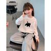 2025 Girls' Long Sleeve Cotton T-shirt - Autumn Cartoon Round Neck with Ribbed Cuffs, Fashionable and Versatile