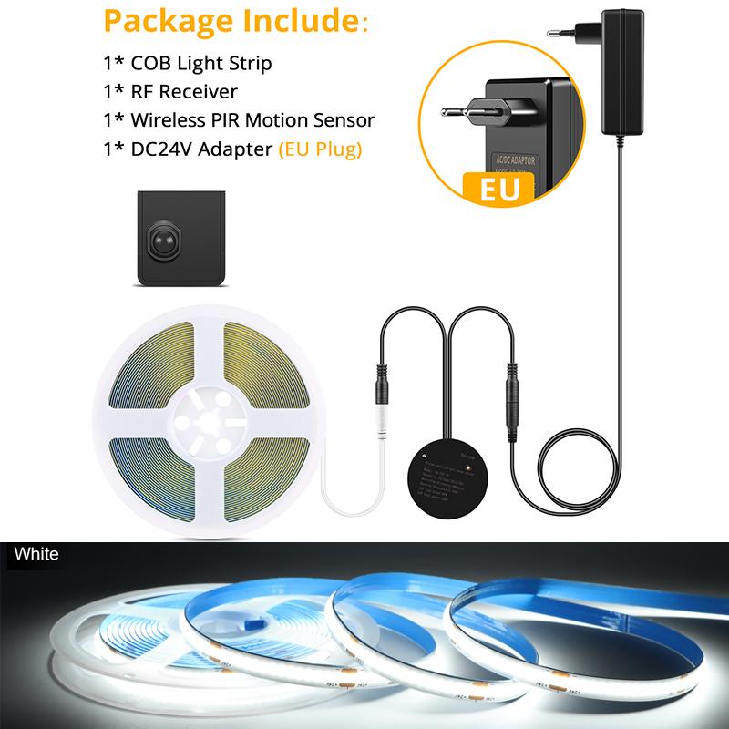 Портативный беспроводной RF PIR датчик движения COB светодиодная лента 24 В DIY спальня под кроватью коридор шкаф дорожка ночное освещение