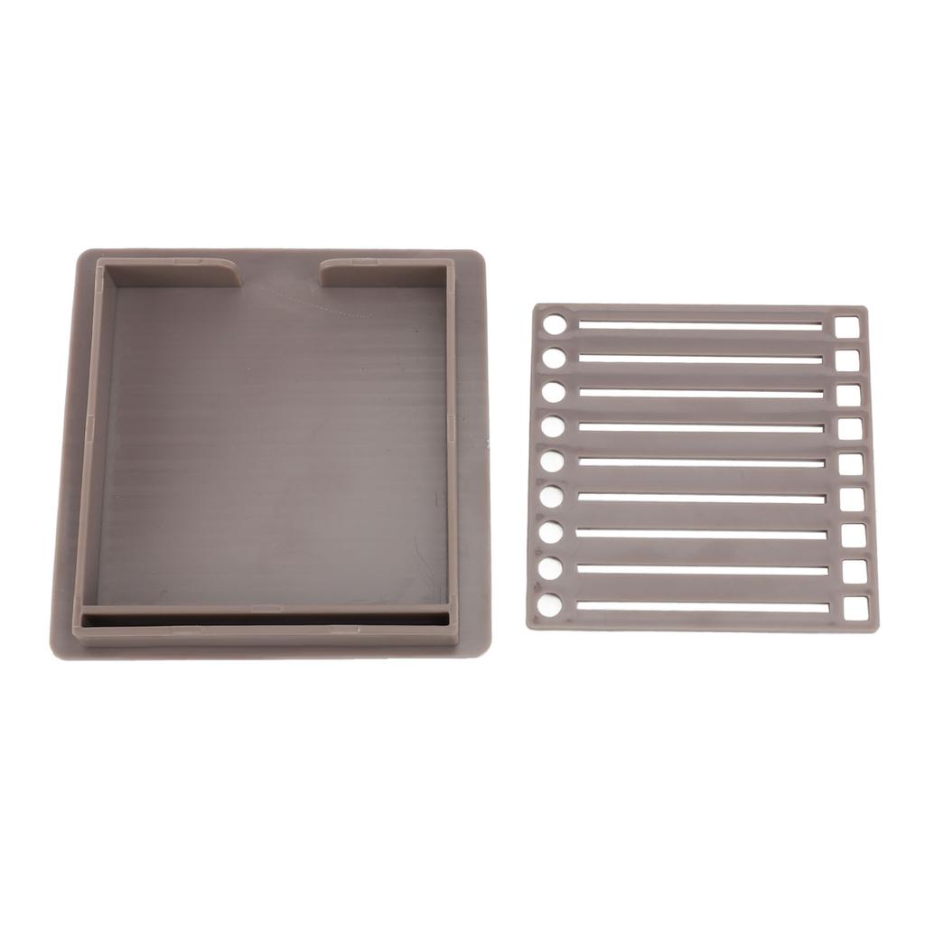 Sticky Note Holder with Stencil Clear Frames Sticky Note Template and Organizer Box for 3x3inch Note Pads Brown