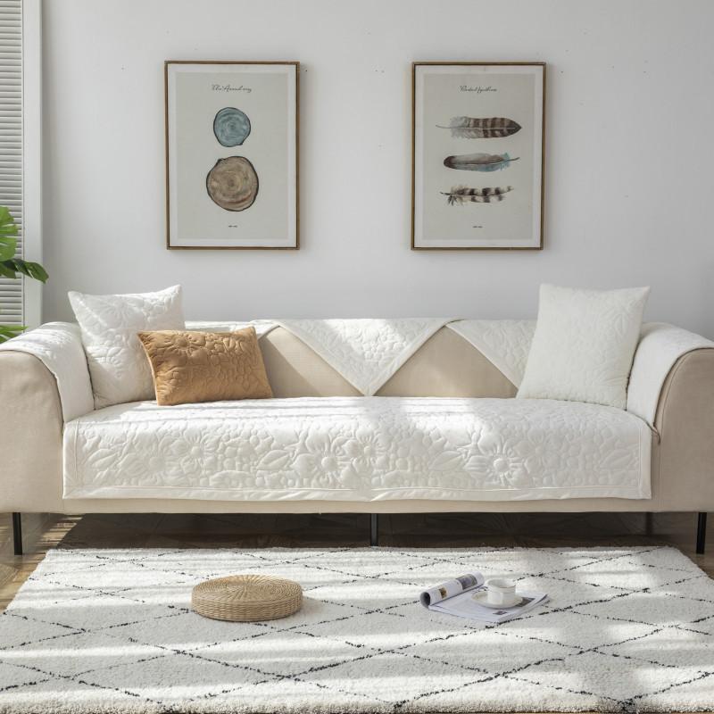 New Autumn and Winter Plush Super Soft Quilted Sofa Cushion Simple Solid Color Non-slip Sofa Cushion Cover