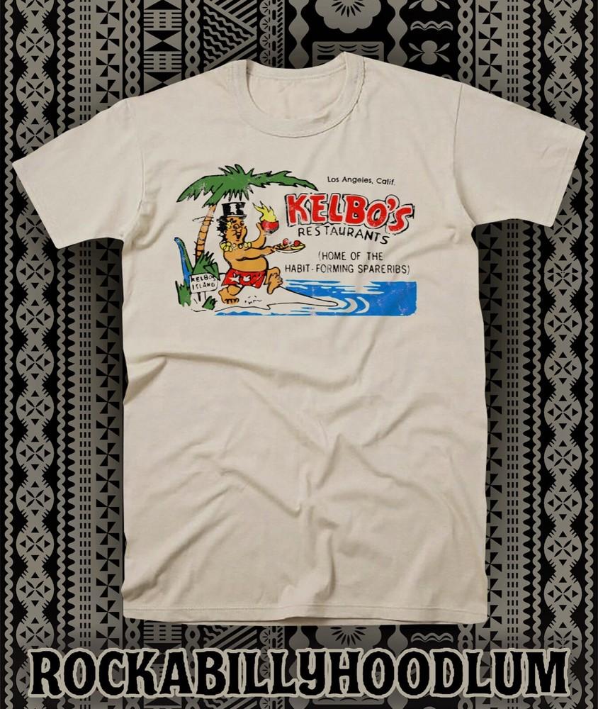 Retro Tiki Tee T Shirt Rum Mug Restaurant Bar Cocktail Kelbos Los Angeles CA