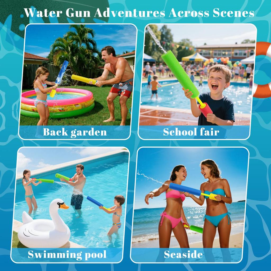 6/8Pcs Foam Water Guns Toys for Kids Long Range Water Squirter Blaster Soaker Guns Fighting Game for Outdoor Beach Swimming Pool