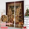 2 шт. 2D плоская печать Рождественские оконные шторы merry christmas11 100% Полиэстер Без электричества Весна Идеально для Праздничных