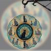 Hanging Wind Chime with Cat Design Teal and Golden Metal Garden Decor 360 Hook for Easy Hanging Perfect for Spring Summer Fall Balcony or Patio