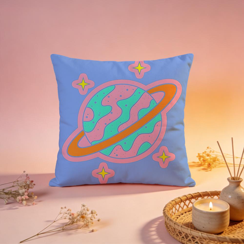Fantasy Cartoon Planet Cushion Cover Comfortable Durable Pillow Cover MultiScene for Home Office Car Sofa