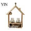 Small Green Plant Pot Wooden Wall Propagation Planter, Mounted Planter with Clear Glass Tubes for Vertical Display Hydroponic Plants, Shelf