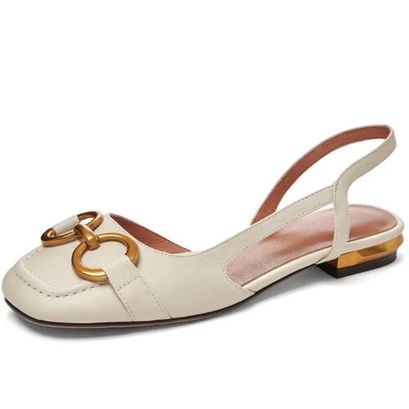 Сандалии женские французские винтажные Zapatos Mujer, лето 2024, новые элегантные туфли на низком каблуке, ленивые повседневные туфли Muller, дизайнерская женская обувь