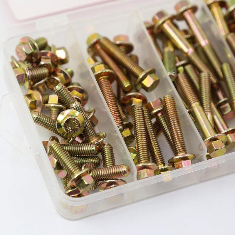 112 pieces of M6 x 10-50mm flange hexagon head bolt-nut kit, 8.8 grade alloy steel metric flange hexagon screws and nuts