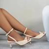 Женские босоножки на шпильках, новые элегантные однотонные женские туфли с открытым квадратным носком, босоножки с сексуальным бантом для вечеринки на высоком каблуке