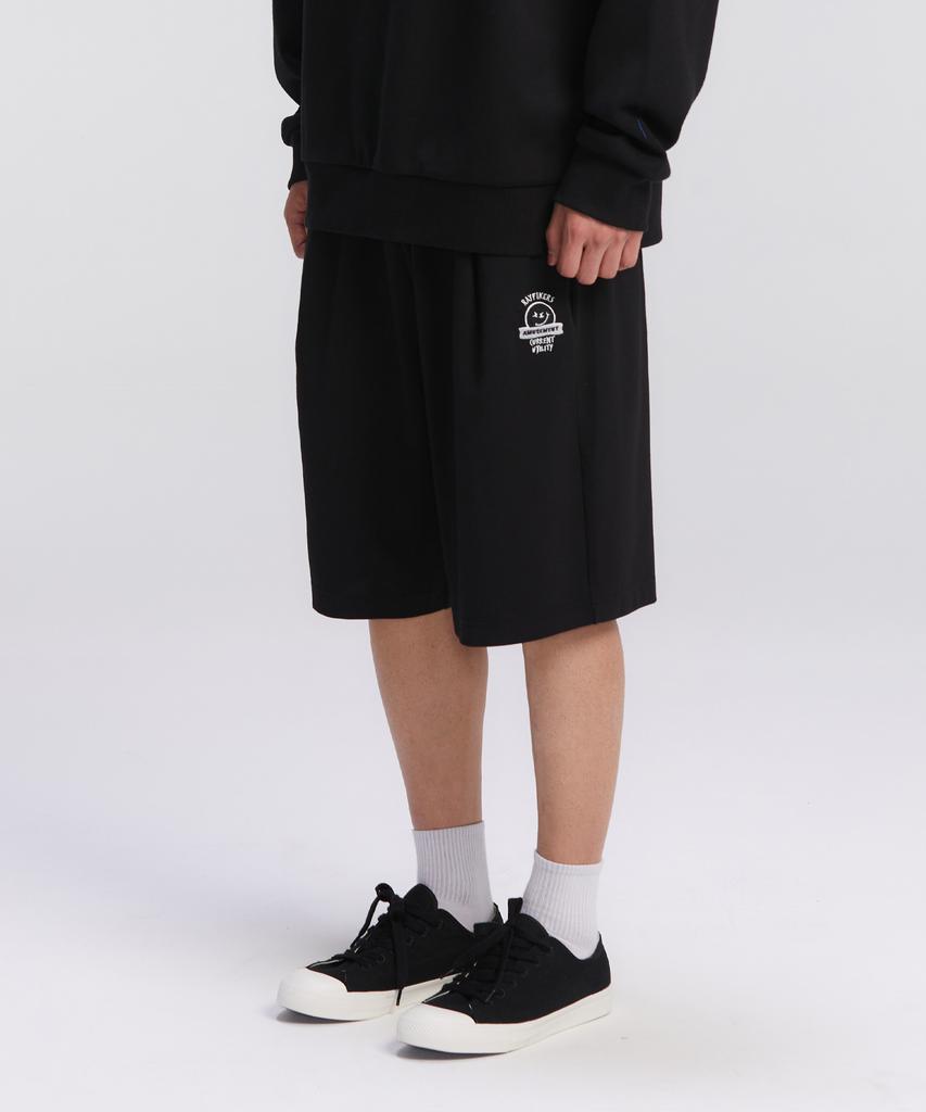 RAYFIKERS Wicked Smile One-Pleat Sweat Shorts Black (Mo7Pu493-076)