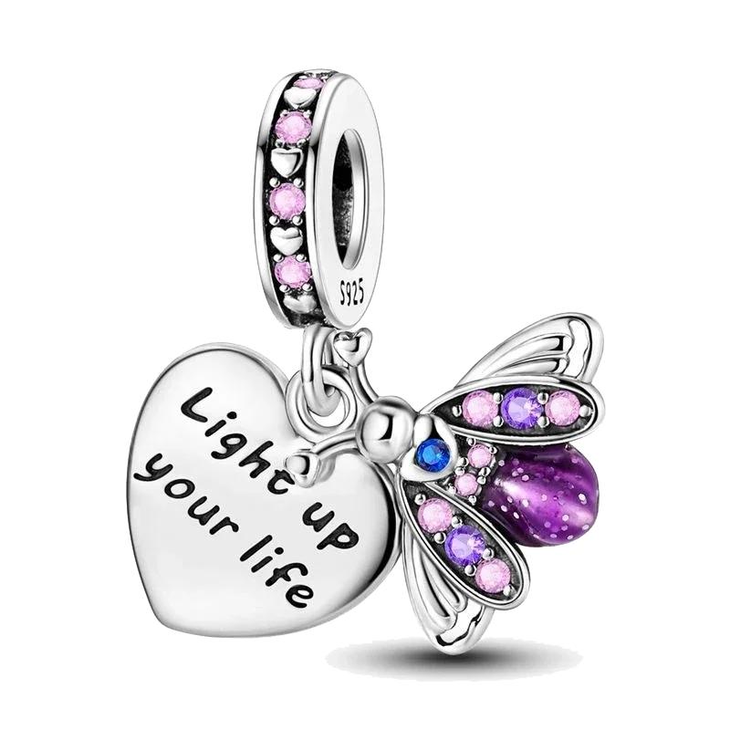 Оригинальные шармы Dragon Firefly Butterfly Puppy Heart Plane Travel Медные бусины Подходят для браслета Циркон Для женщин Подарок