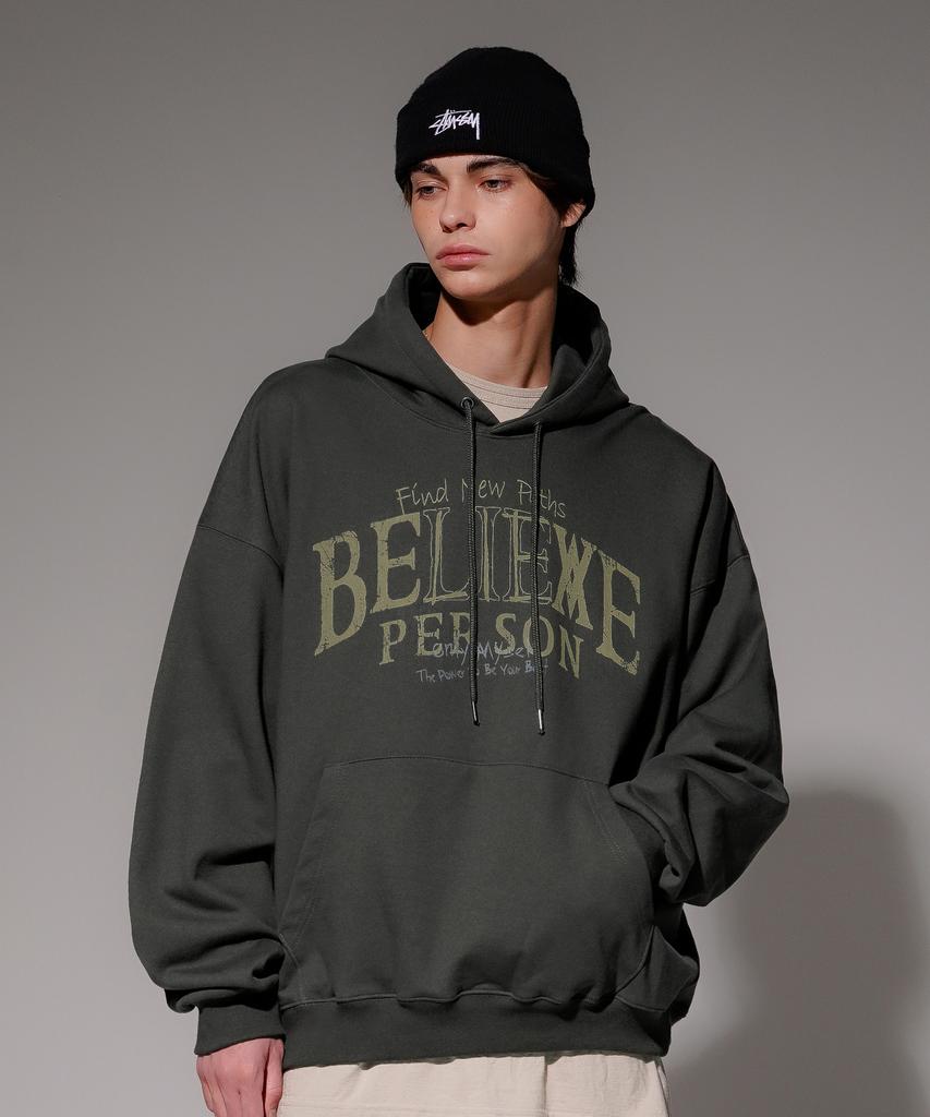 Худи Believe из плотного хлопка Глубокий серый Kmhd6830