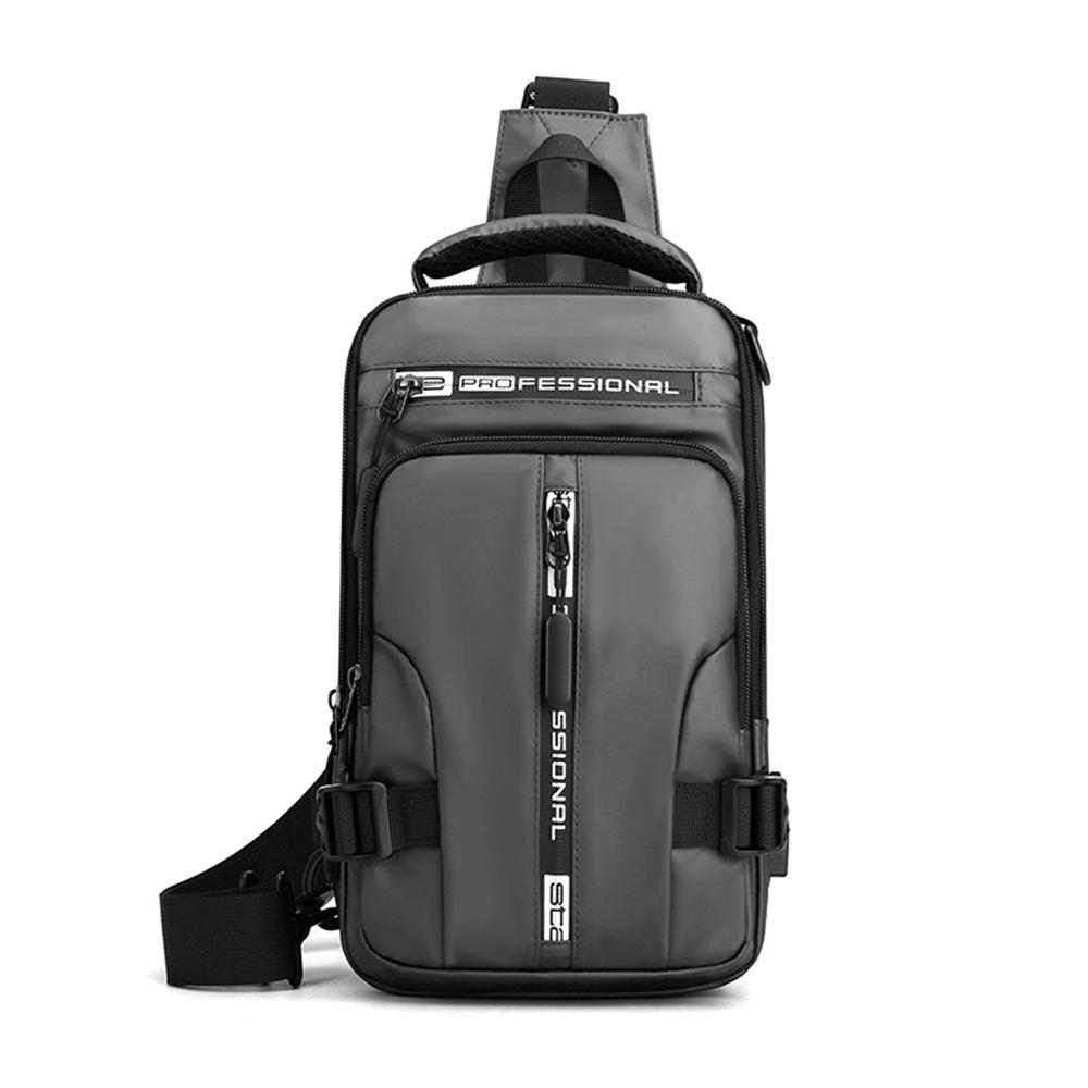Men's Messenger Bag Backpack Chest Bag USB Socket Outdoor Large Capacity Waterproof Bag