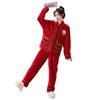 Autumn Winter Christmas V Neck Flannel Pajamas Thickened Women's Home Set