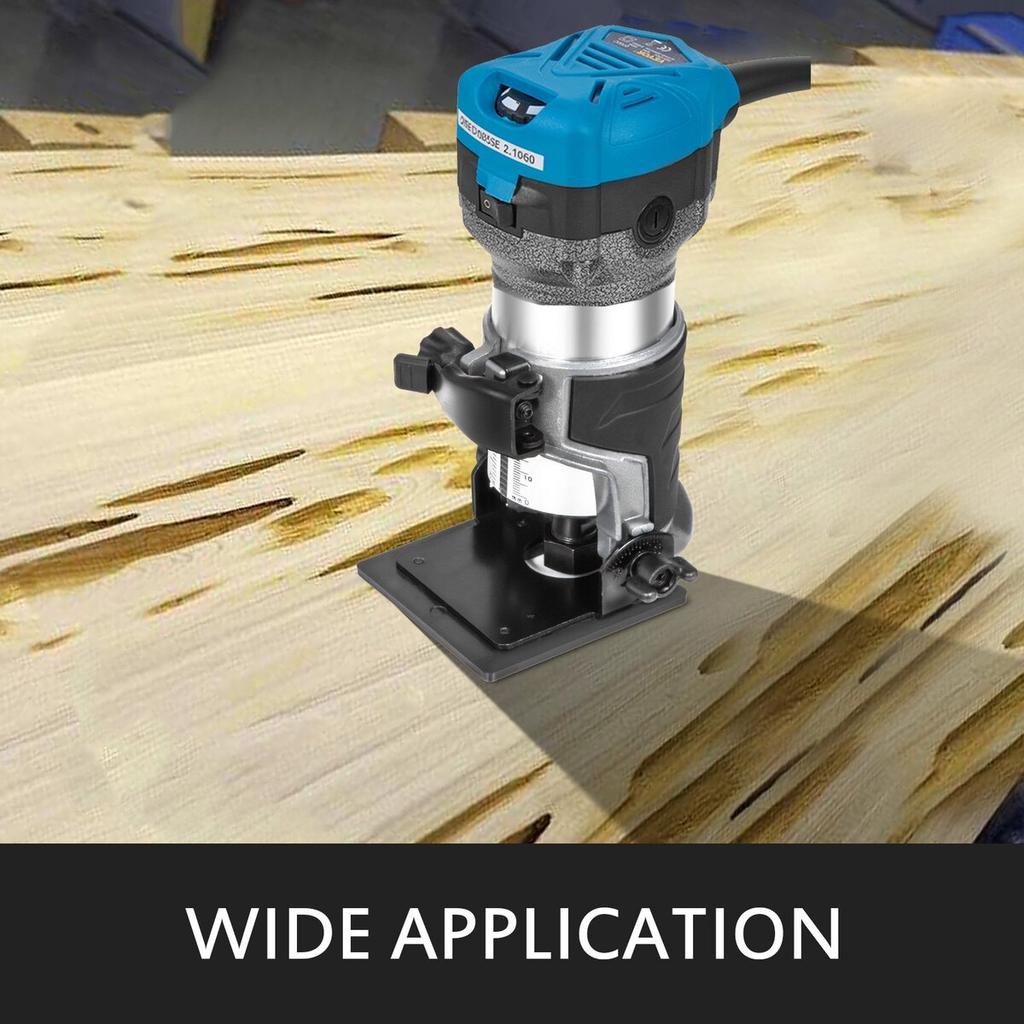 800W Max Torque Variable Speed 30,000RPM Compact Router with Collets 1/4" & 3/8" 1 x Plunge Base & 1 x Tilt Base 220V