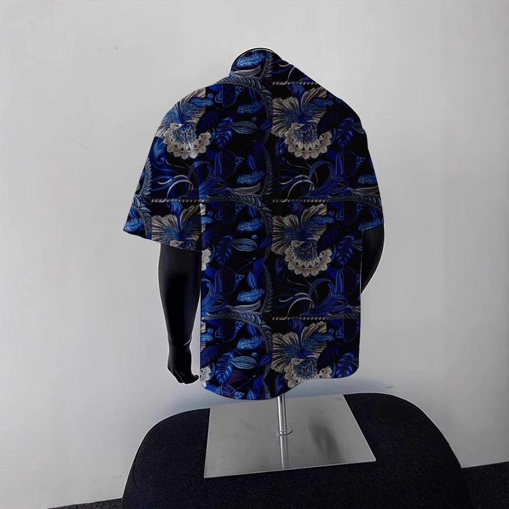 Summer Men'S Beach Shirt Surf Quick-Drying Short Sleeve Flower Shirt Seaside Hawaiian Loose Print Shirt