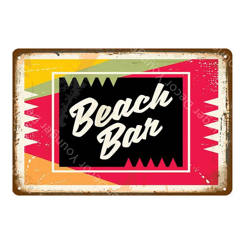 Aloha Beach Tin Signs Vintage Summer Metal Wall Plaque Hawaii Tiki Bar Decor House Seaside Decorative Plate Surf Carft YA040