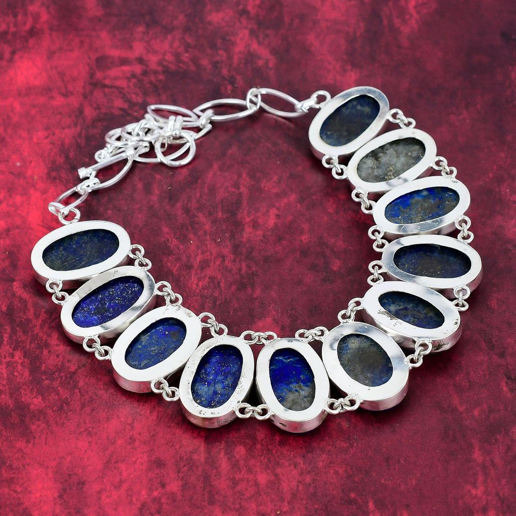 Ожерелье из лазурита, ювелирные изделия ручной работы, ожерелье из стерлингового серебра 925 пробы, дизайнерские украшения из драгоценных камней, регулируемое ожерелье-цепочка, подарок для мамы