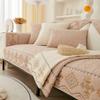 Embroidered Sofa Protector Slip Resistant Cushion Cover Full Coverage Simple Style All Season Use