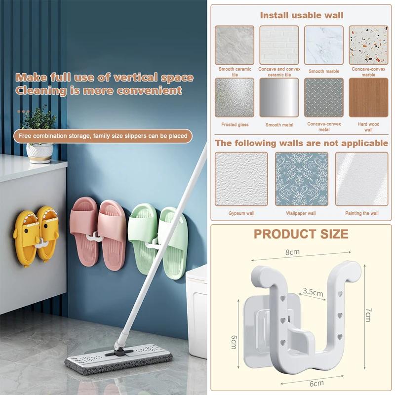 2 шт. крючки для тапочек настенные для ванной комнаты без проколов самоклеящаяся стойка для хранения тапочек держатель для вешалки для обуви