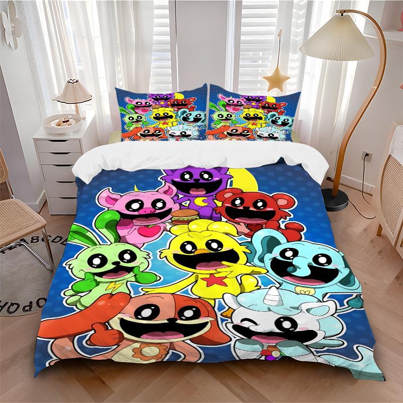 Happy Cartoon Characters Print 3Pcs Bedding Setduvet Cover With 2 Bedropillowcase Home Birthday Gift