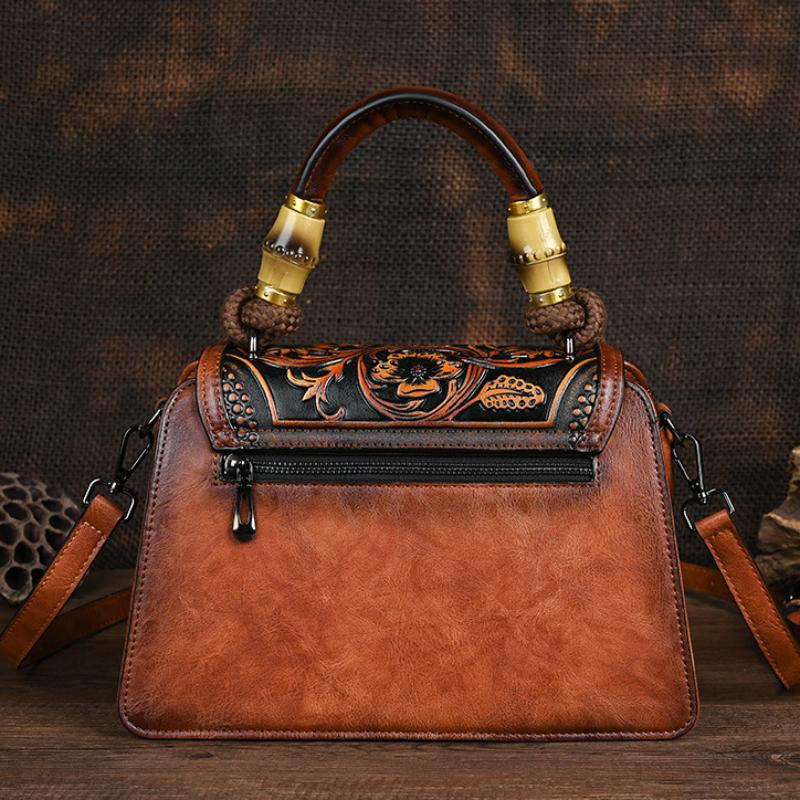 Johnature Винтажная женская кожаная сумка с тиснением ручной работы, роскошная сумка, универсальные женские сумки на плечо и через плечо