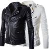 Модные топы Мужская дизайнерская байкерская куртка из искусственной кожи Мотоциклетное пальто на молнии Верхняя одежда