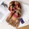 Wool Scarf Men and Women Winter Girls Plaid Scarf Atmosphere Pink Gray Plaid Birthday Gift