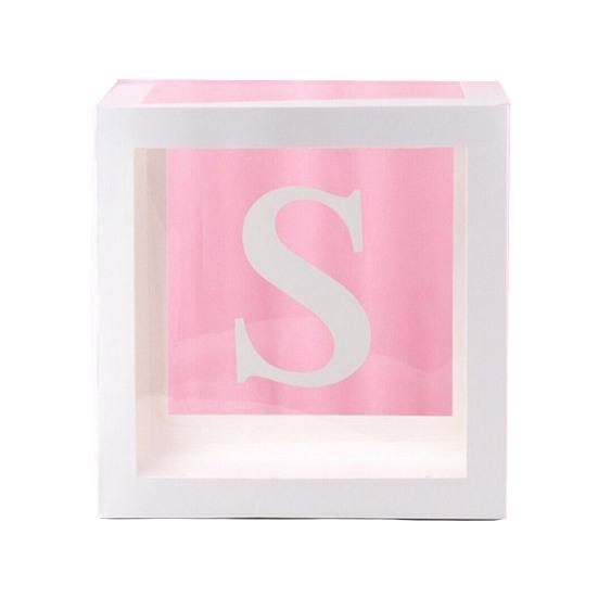 Balloon Box Reusable Clear Paper Box with Letter Stackable DIY Assembly 25 X 25cm Cube Box for Graduation Wedding Birthday Party Decor