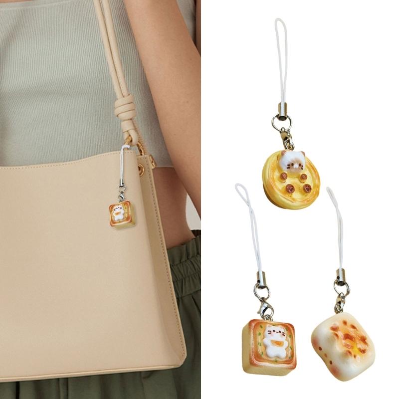 Japanese Styles Lovely Cats Bread Keychains Fashion Accessory Portable for Bags Phones and Gifts Ideas Casual Wear