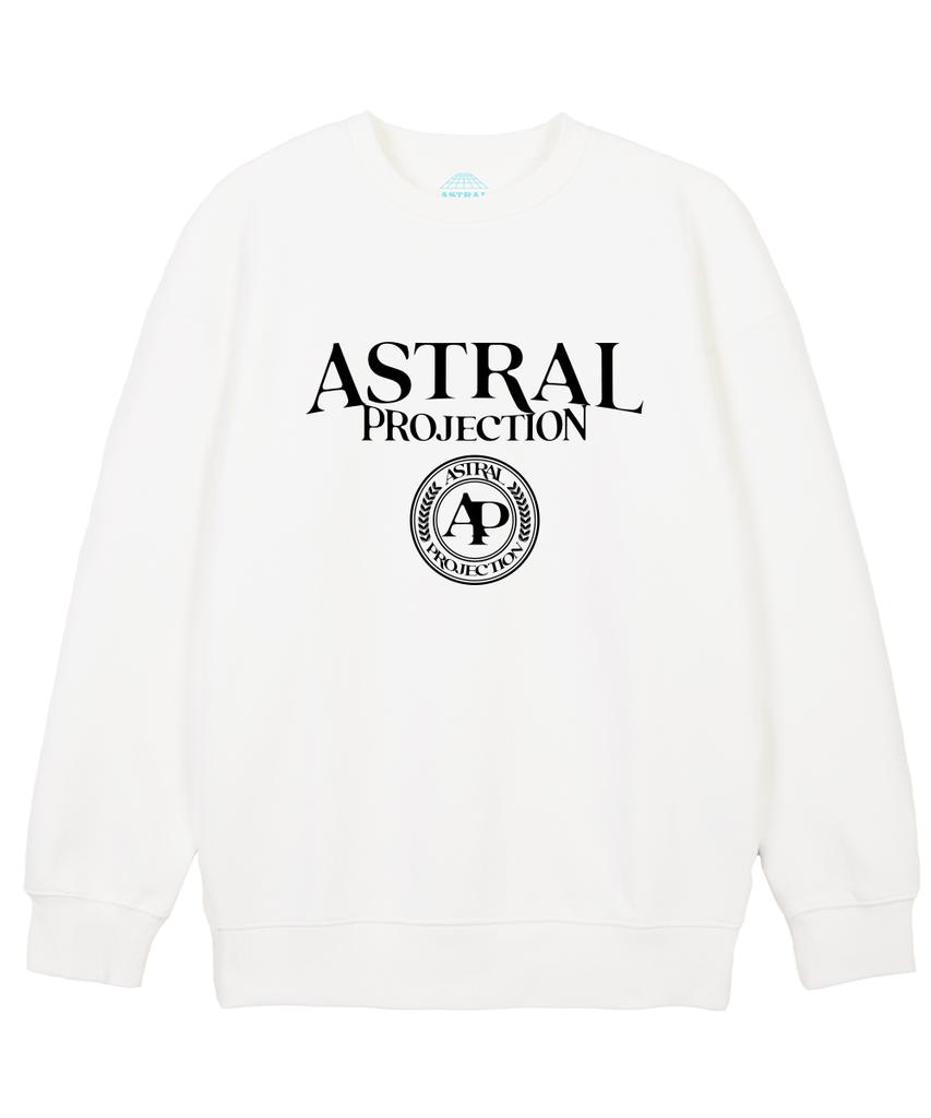 ASTRAL PROJECTION Lettering Logo Emblem Loose Fit Sweatshirt_White