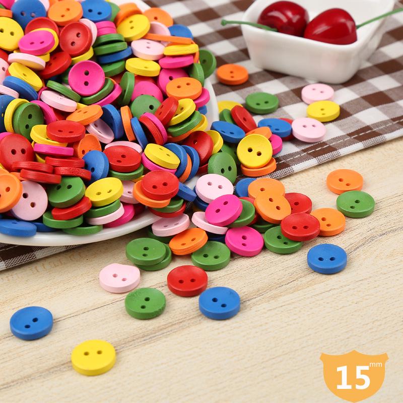 Набор для самостоятельного изготовления деревянных цветных пуговиц для детей