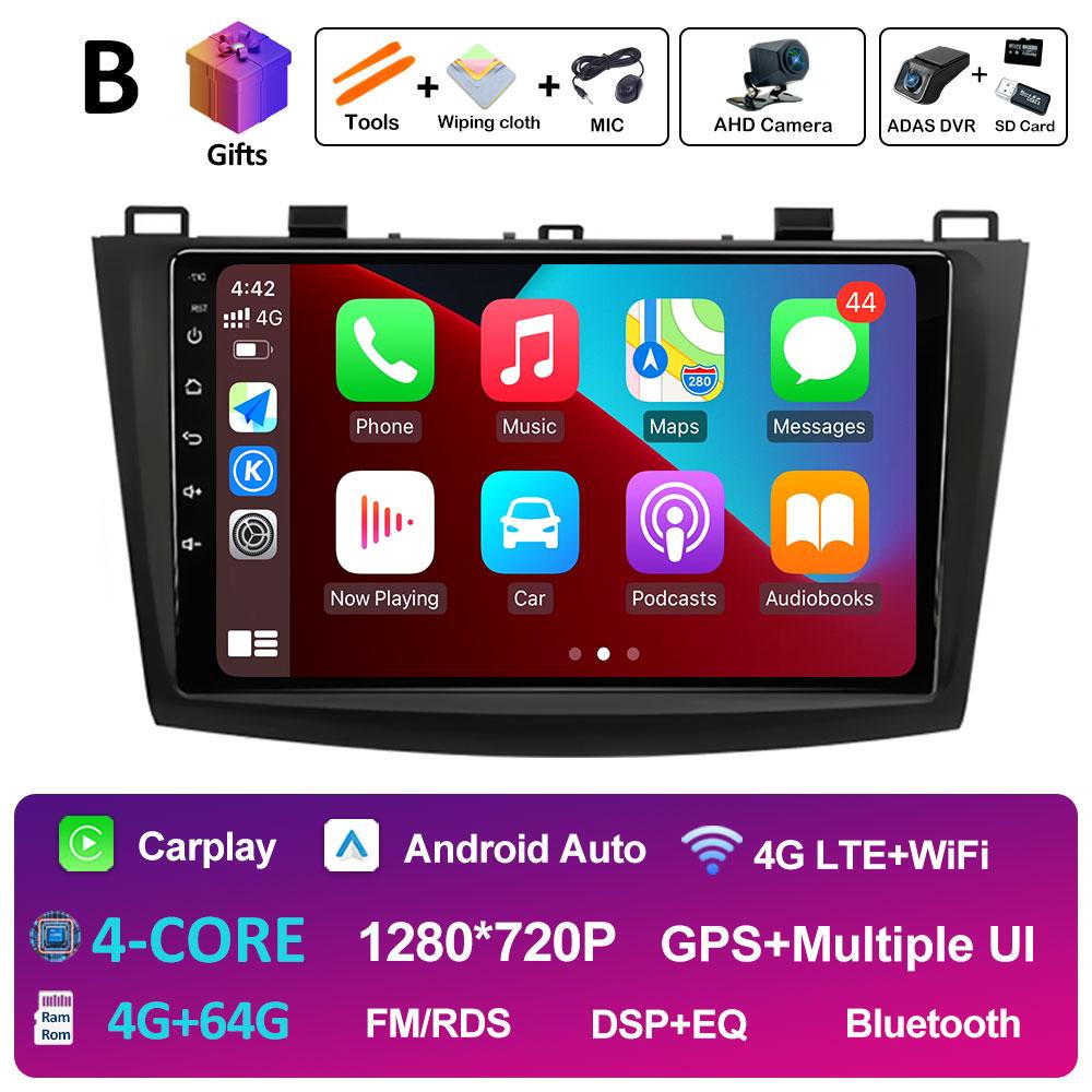 Мультимедийный проигрыватель для Mazda 3 2009 2010 2011 2012 2013 Android Auto Вентилятор охлаждения DSP Стерео Беспроводной Carplay QLED IPS Экран WIFI